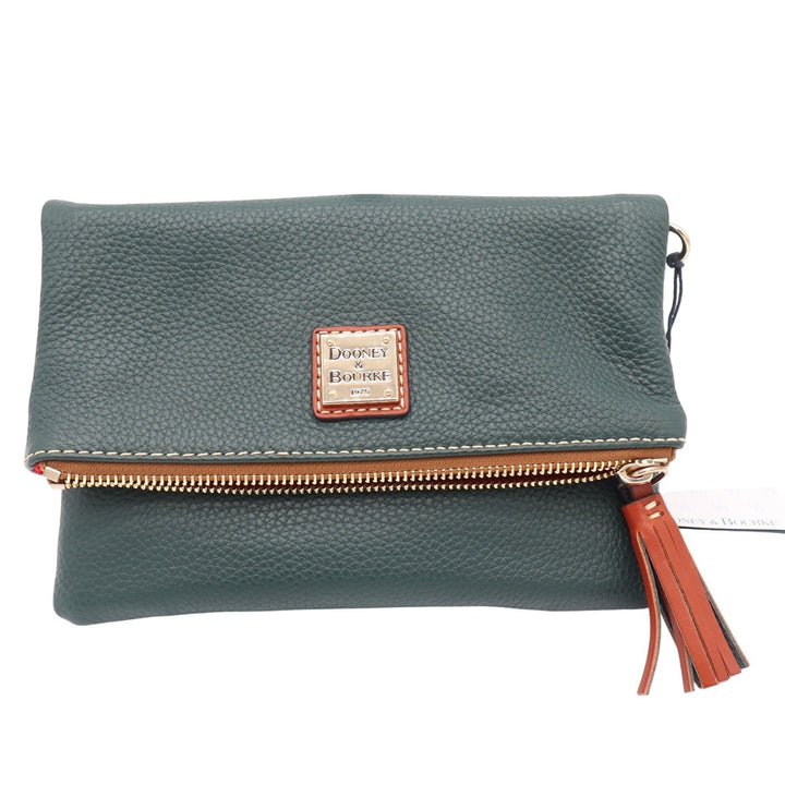 Dooney & Bourke Forest Green Pebbled Leather Foldover Crossbody Bag NEW