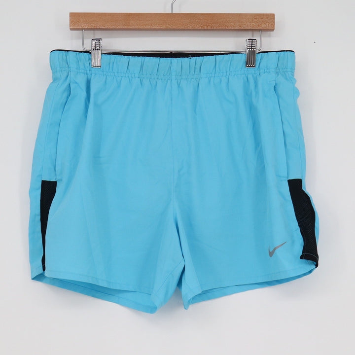 Nike Mens Dri-FIT Running Shorts Blue Black Mesh 5 Inch Inseam Large