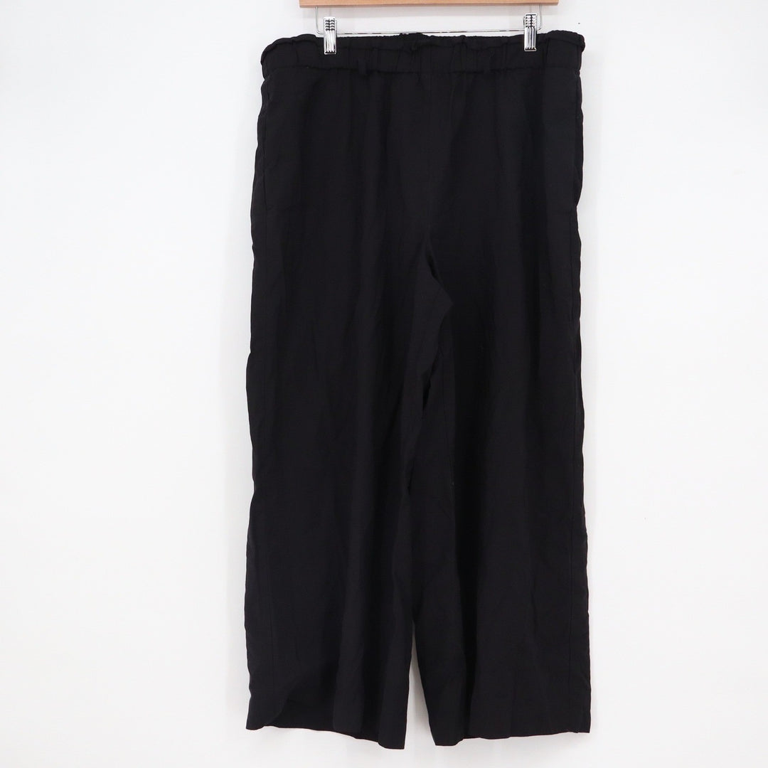 Ann Taylor Factory Black Wide Leg Paperbag Waist Cropped Pants XL