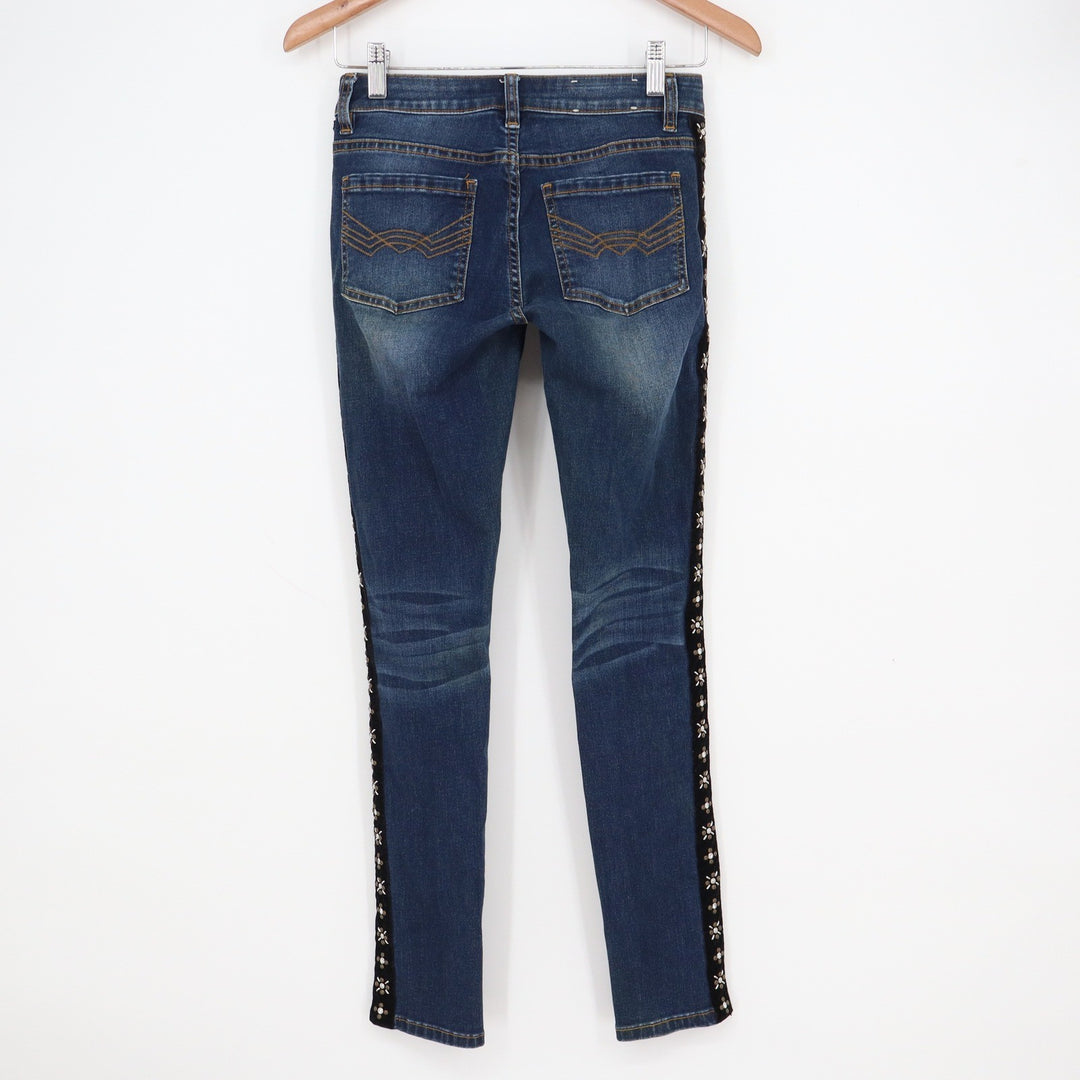 Idyllwind Miranda Lambert Studded Velvet Stripe Skinny Jeans Blue Size 2