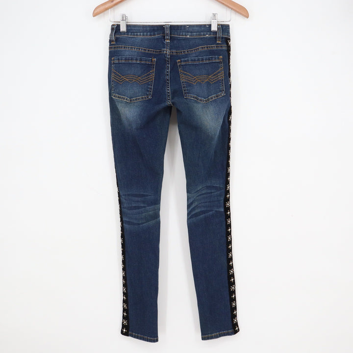 Idyllwind Miranda Lambert Studded Velvet Stripe Skinny Jeans Blue Size 2
