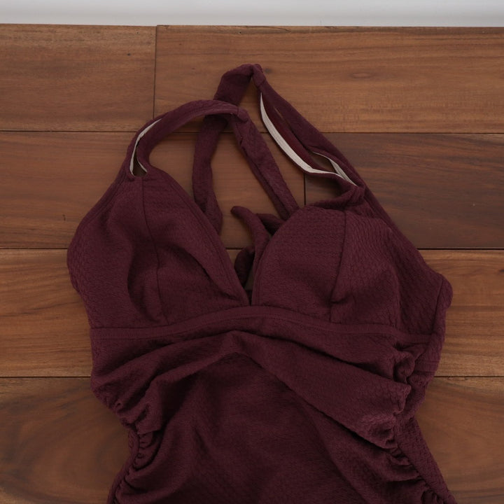 Cupshe Plum Plunging Tummy Control One Piece Swimsuit Womens M Purple Stretch