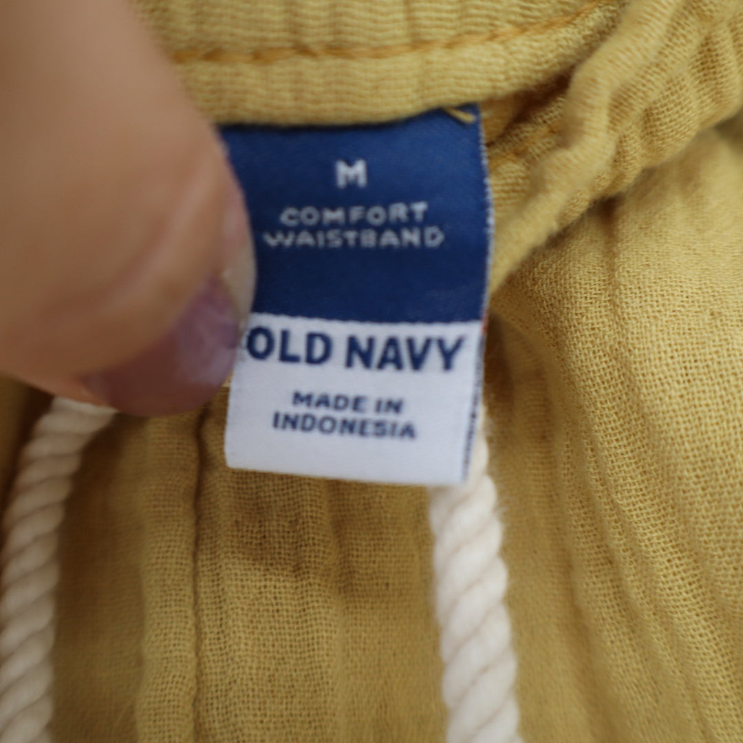 Old Navy Womens Yellow Cotton Gauze Comfort Waistband Drawstring Shorts Size M