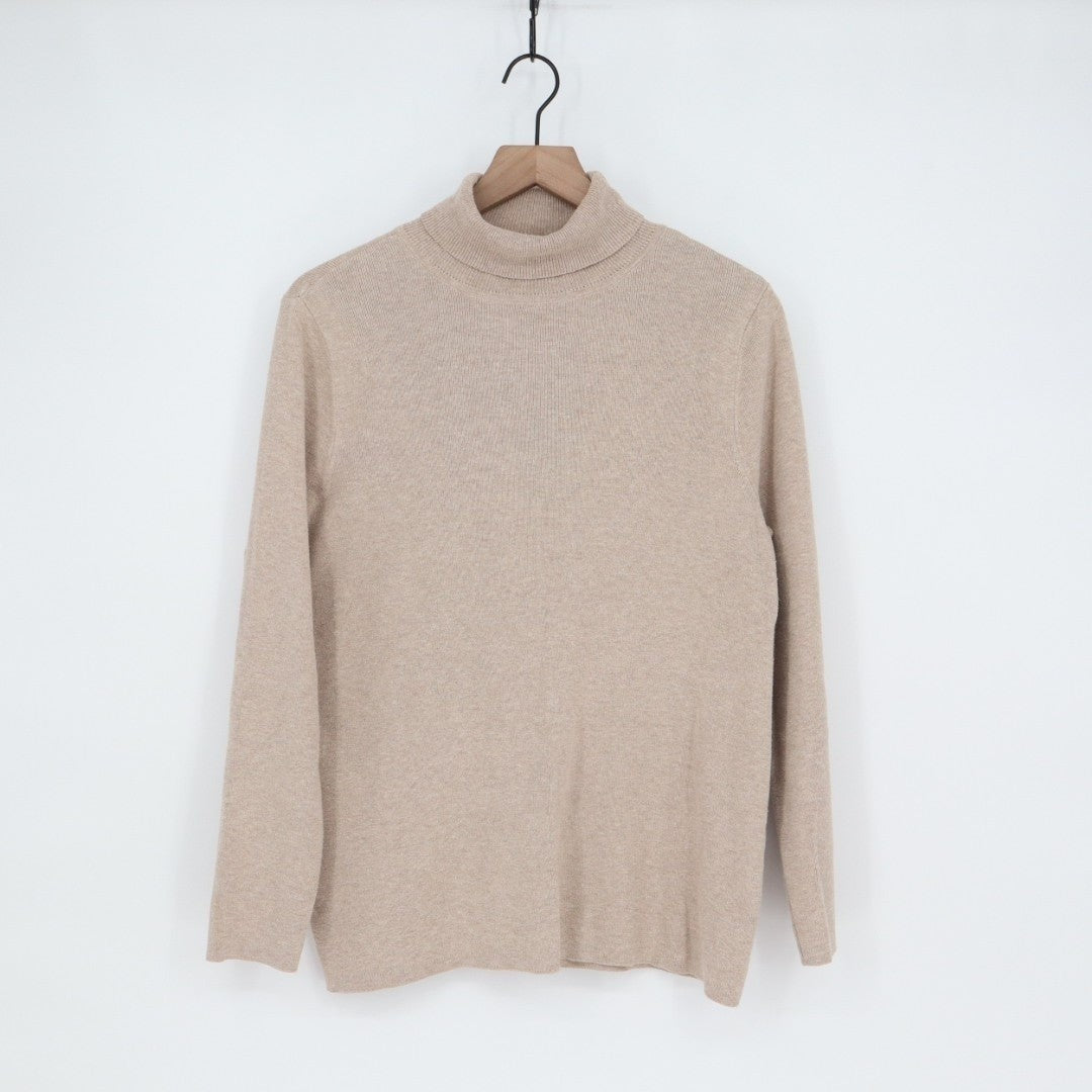 Chicos Metallic Sweater Womens L Champagne Fizz Tight-Knit Turtle Neck Warm Wear
