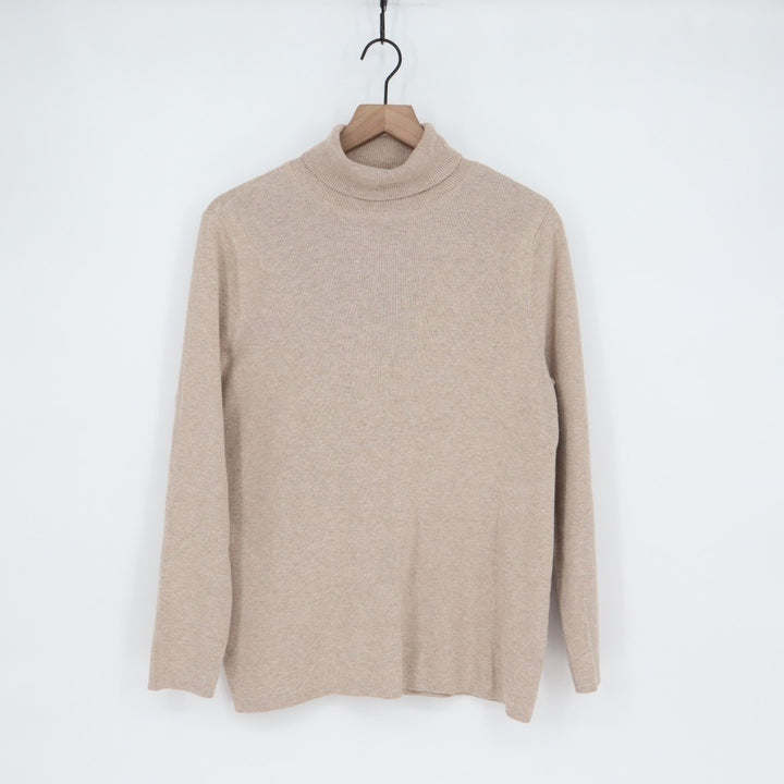 Chicos Metallic Sweater Womens L Champagne Fizz Tight-Knit Turtle Neck Warm Wear
