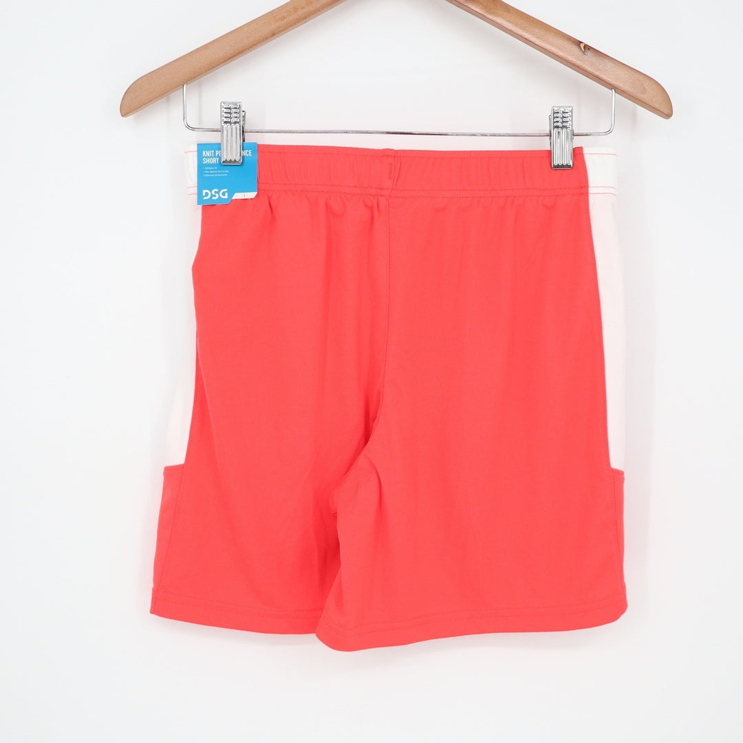 DSG Boys All Sport Short Cabana Coral Pure White L 14-16 Moisture Wicking New