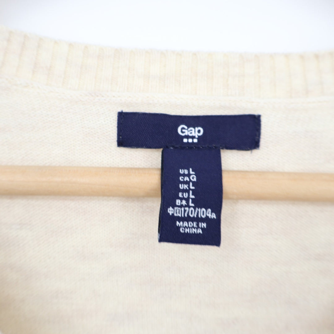 Gap Cardigan Sweater Womens Large Beige Knit Space Dye Button Front Long Sleeve