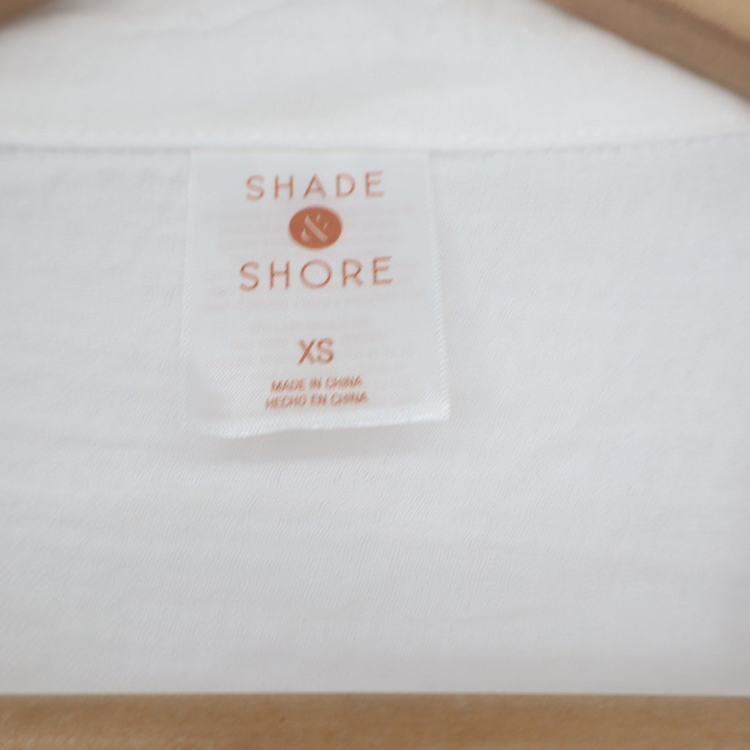 Shade & Shore Womens White Cotton Gauze Button Down Beach Cover Up Shirt XS