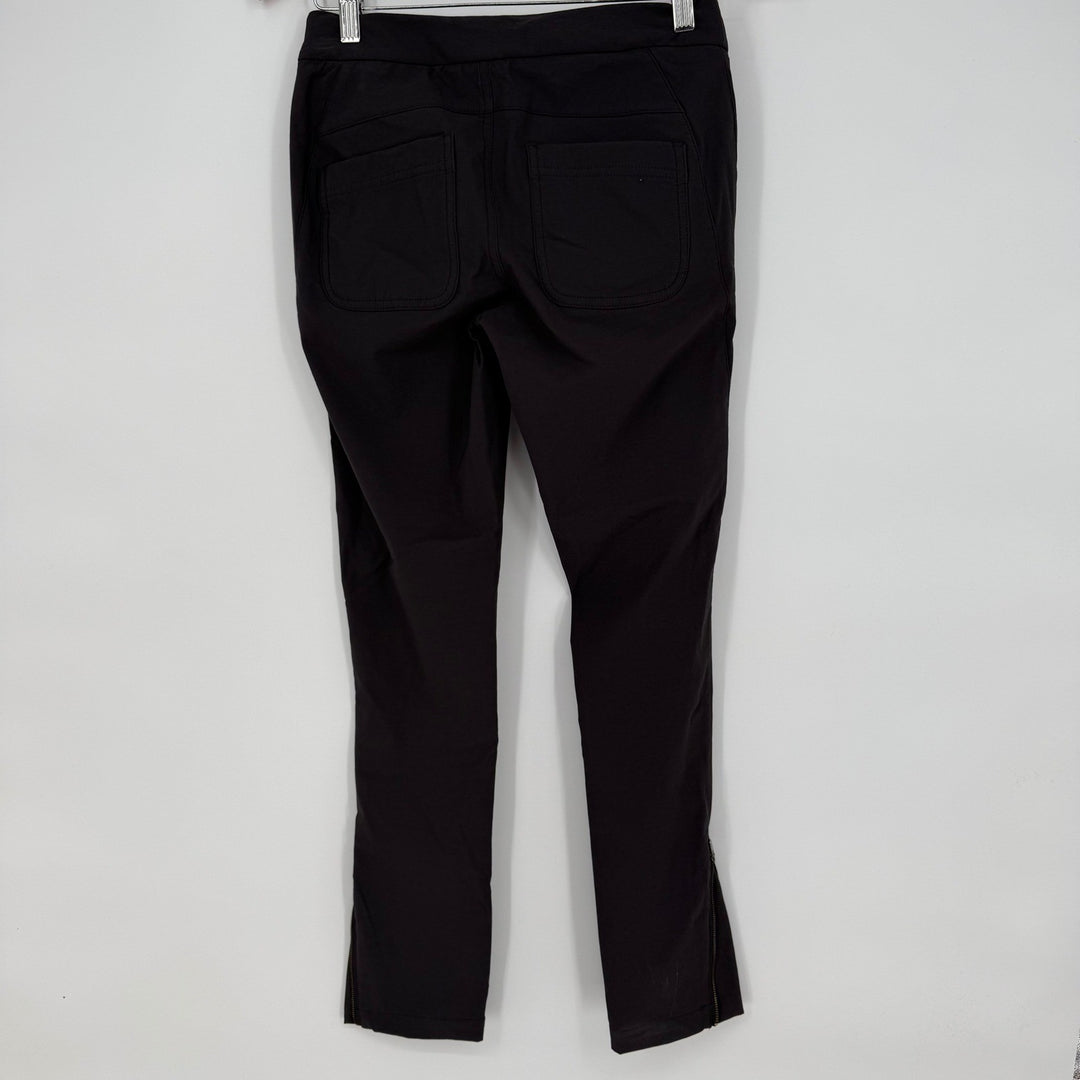 Athleta Black Ponte Slim Leg Commuter Pant Zippers Pockets Size 0