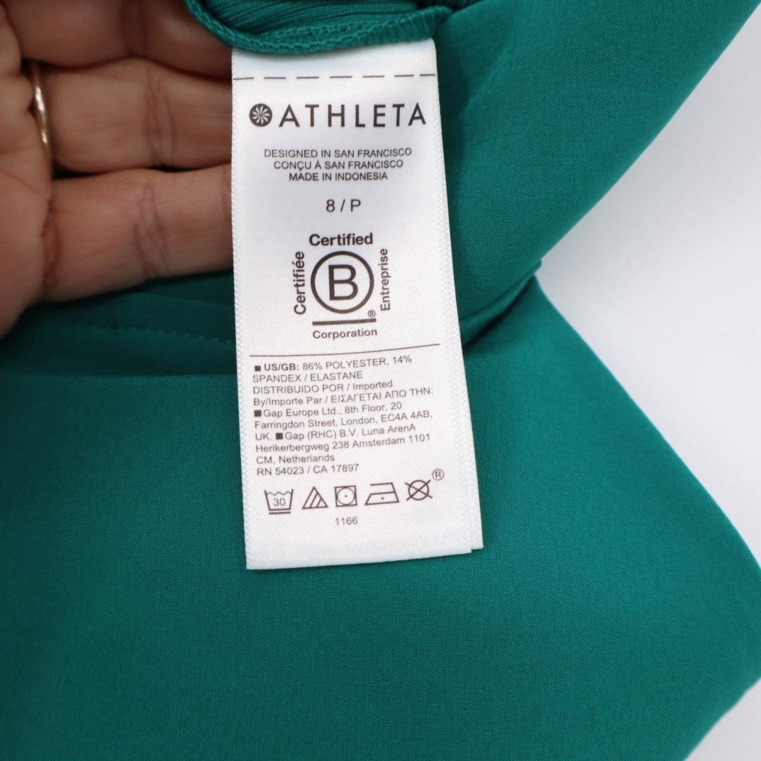 Athleta Pants Womens 8P Brooklyn Ankle Green Stretch Tapered Slit Excellent