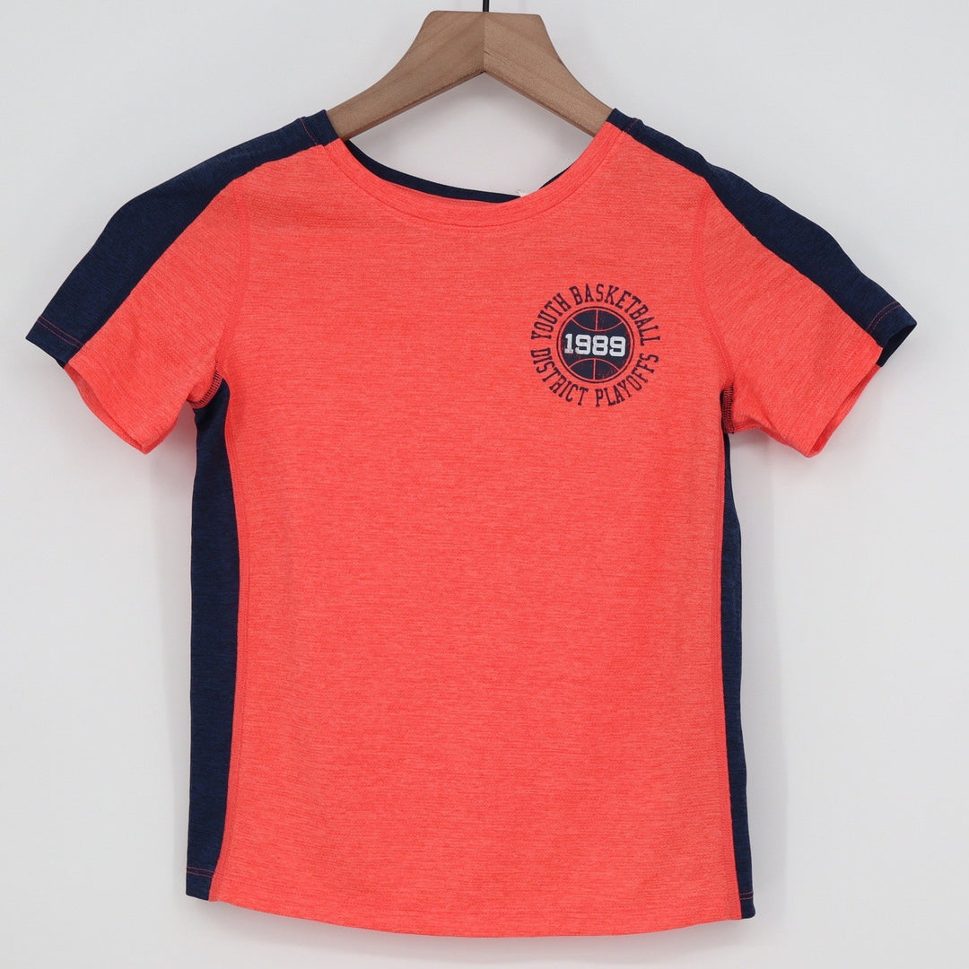 DSG Boys XS 6-7 Pieced Graphic Movement Tee Cabana Coral Basketball 1989 NEW