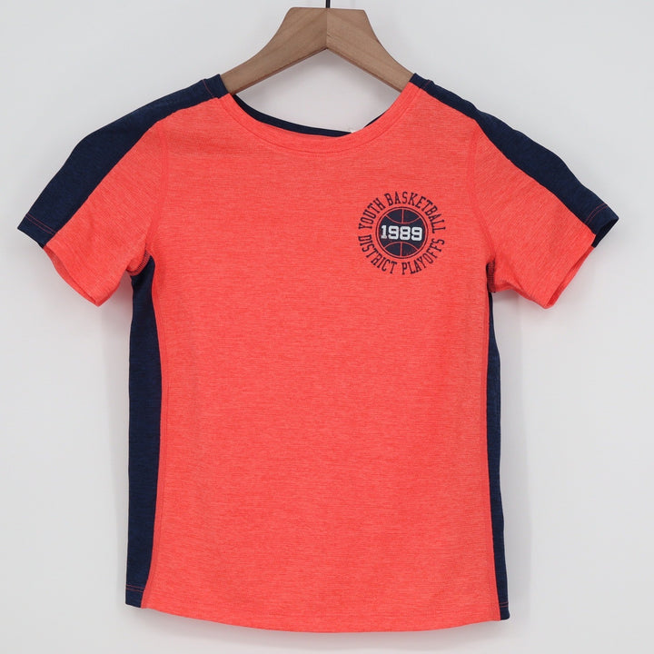 DSG Boys XS 6-7 Pieced Graphic Movement Tee Cabana Coral Basketball 1989 NEW
