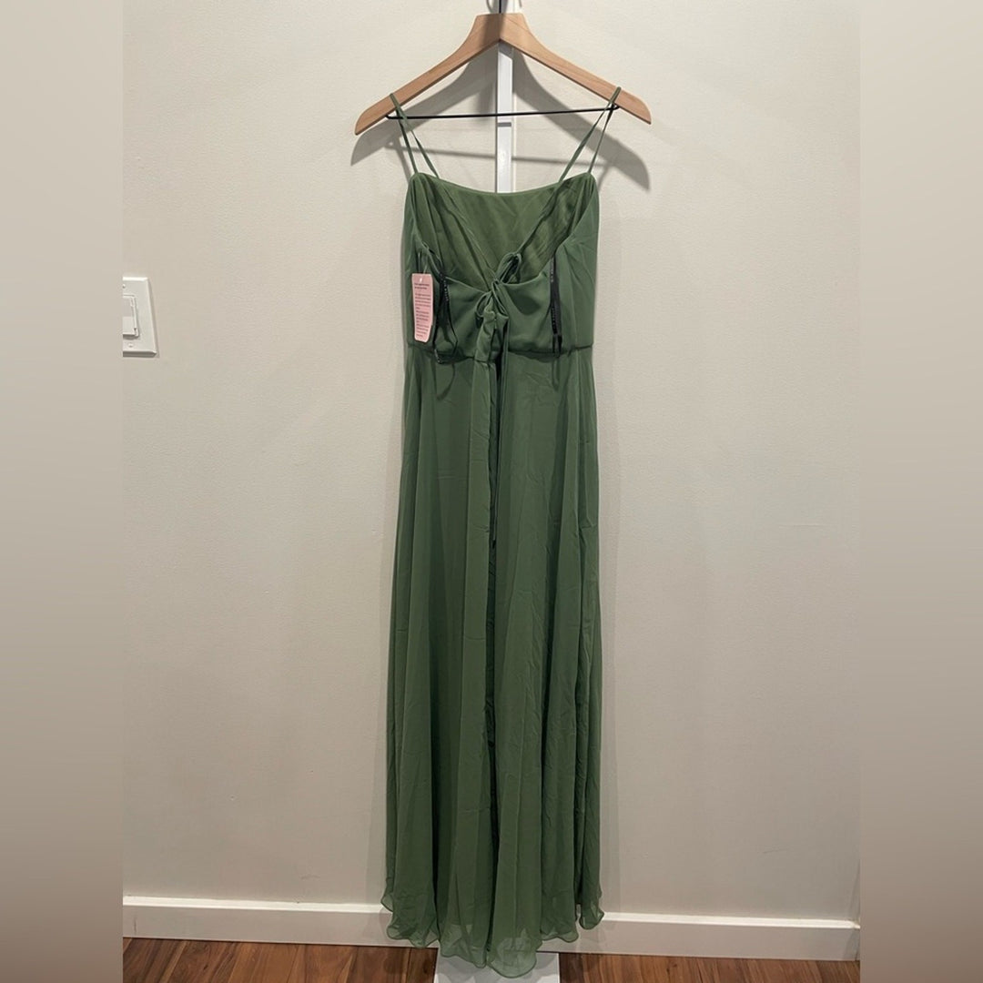 After Six Scoop Neck Convertible Tie Strap Maxi Dress With Front Slit Size 14