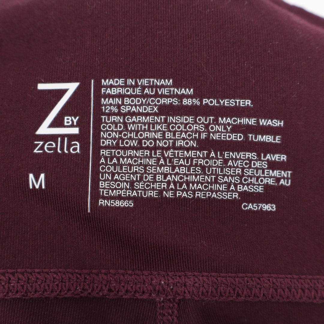 Z by Zella Womens Burgundy High Waisted Side Pocket Active Leggings Size M