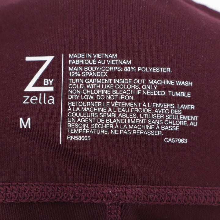 Z by Zella Womens Burgundy High Waisted Side Pocket Active Leggings Size M