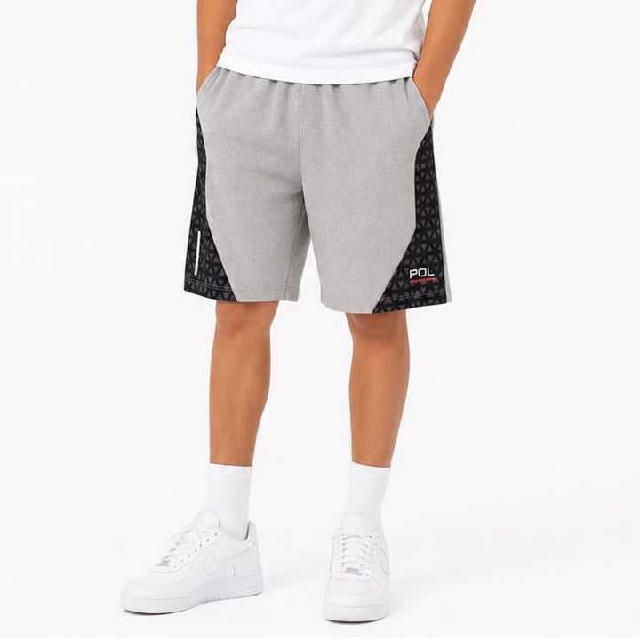 Polo Ralph Lauren Shorts Boys M Performance Grey Geometric Side Panel Excellent