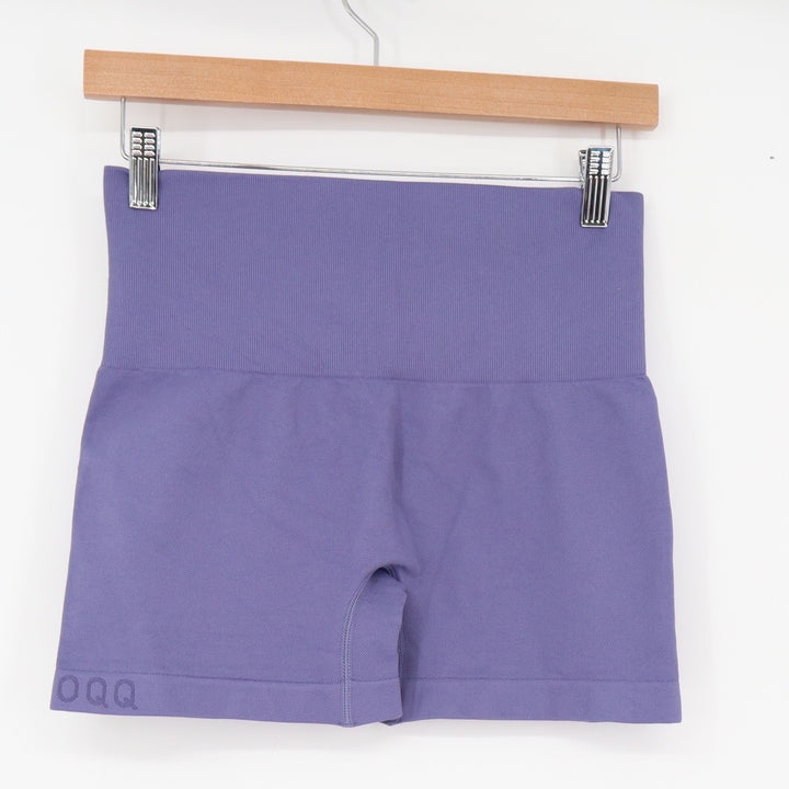 OQQ Shorts Womens L Yoga Gym Seamless Ribbed Purple Scrunch Butt Excellent