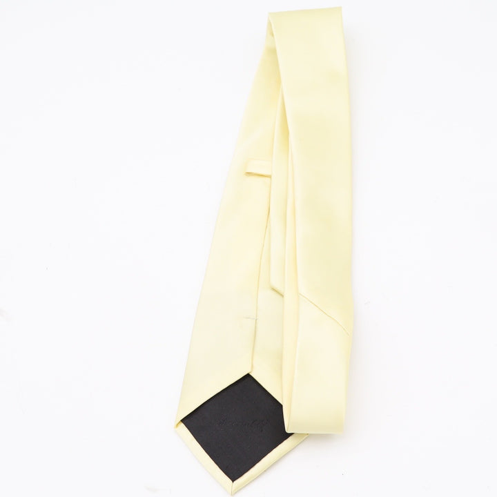 Brioni Necktie Mens OS Classic Pale Yellow Solid Satin Finish Excellent