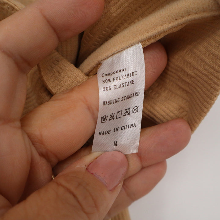 Tan Textured Diamond Pattern Tube Top Strapless Stretch Crop Top Medium Beige
