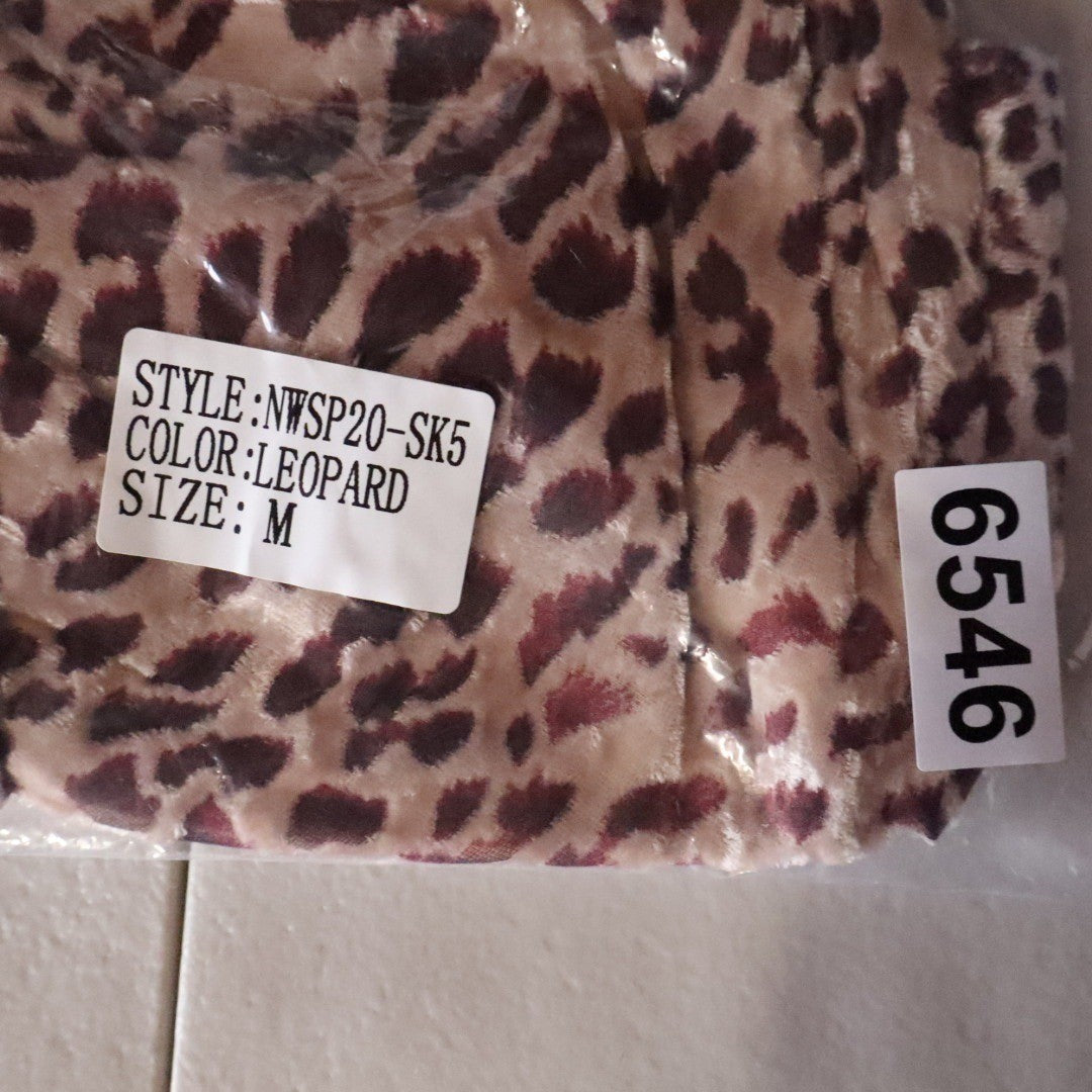 Naked Wardrobe Leopard Print Ruched Mini Skirt with Sash Tan M