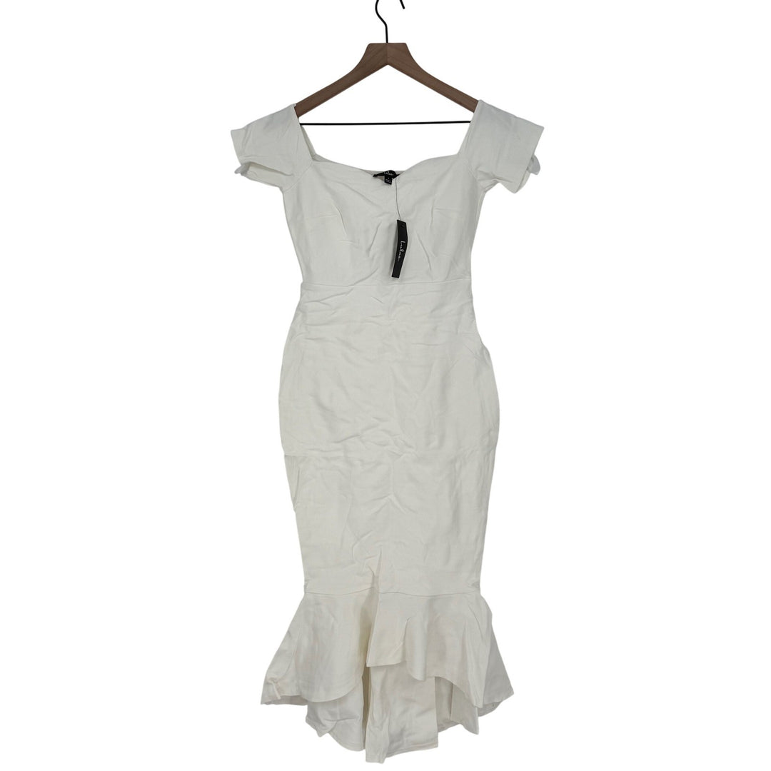 Lulus How Much I Care Ivory Off-The-Shoulder Midi Dress Size S