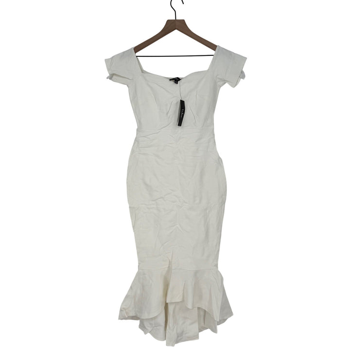 Lulus How Much I Care Ivory Off-The-Shoulder Midi Dress Size S