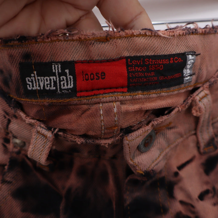 Levis SilverTab Loose Tie Dye Bleach Wash Distressed Denim Shorts Copper Black 6