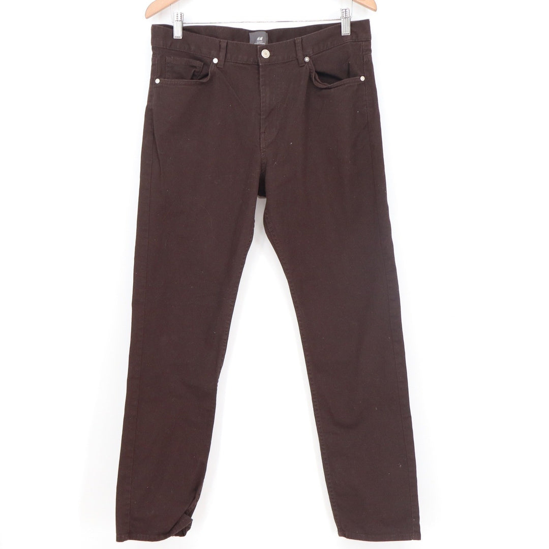 HM Slim Fit Pants Mens 32x32 Dark Brown Cotton Stretch Chino 5-Pocket