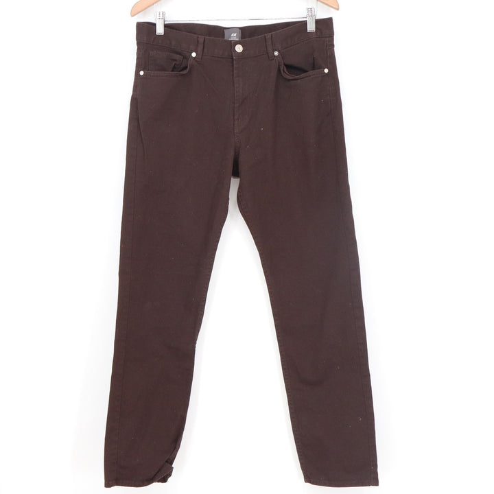 HM Slim Fit Pants Mens 32x32 Dark Brown Cotton Stretch Chino 5-Pocket