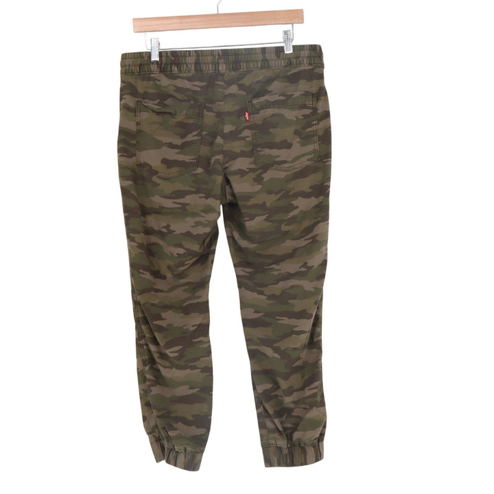 Levi's Jogger Pants Mens Medium Green Camouflage Cotton Stretch Drawstring Waist