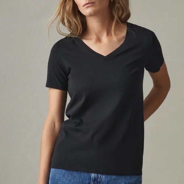 American Giant Women's Classic Cotton Black V Neck Tee Size Medium Made USA