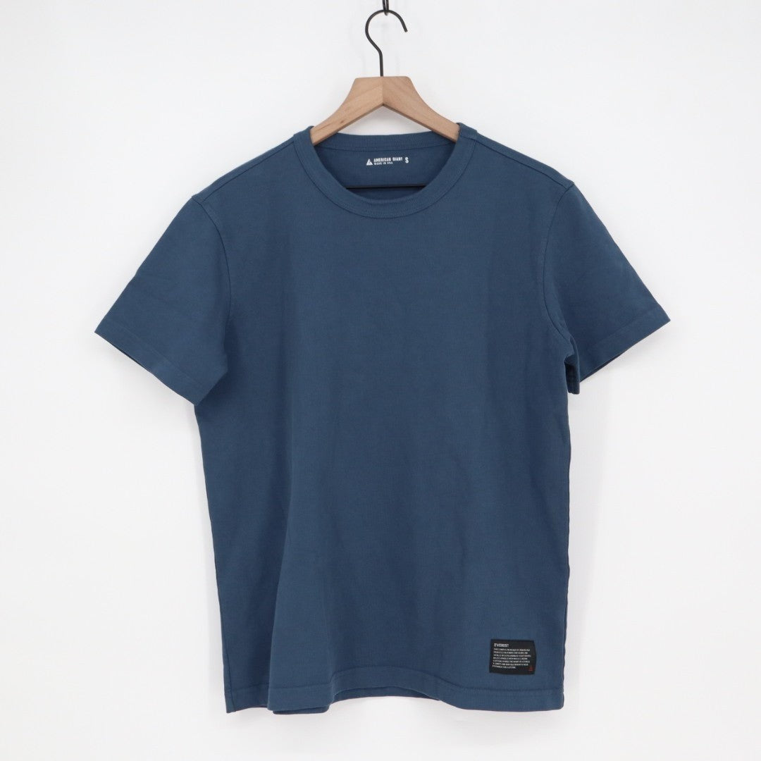 American Giant Everest T-Shirt Men S Blue Cotton Short Sleeve Crew Neck Pullover