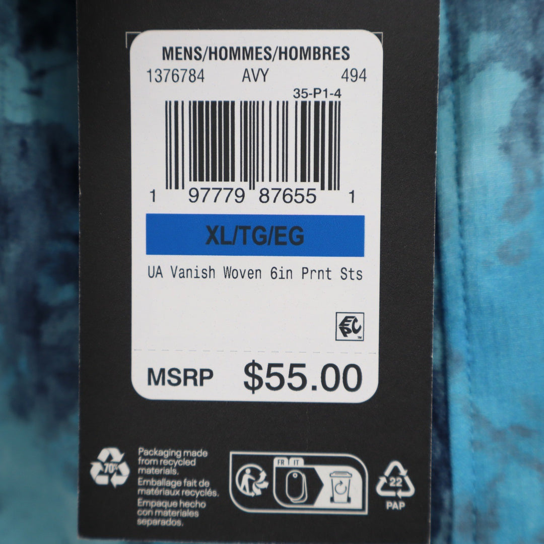 Under Armour Mens Vanish Woven 6in Printed Shorts Blue Marble XL NEW