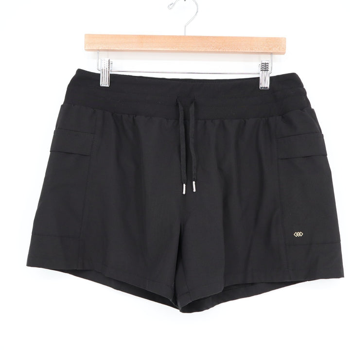 LEG3ND Shorts Womens Medium Black Stretch Mid Rise Side Pockets Drawstring Waist