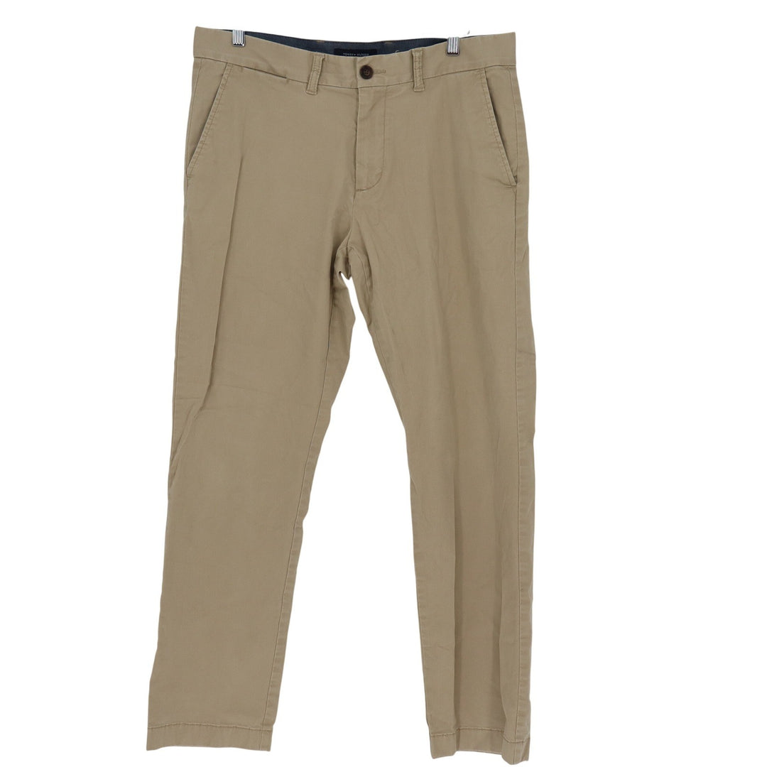 Tommy Hilfiger Mens Tailored Fit Chino Pants Tan Khaki 34x32 Cotton Stretch