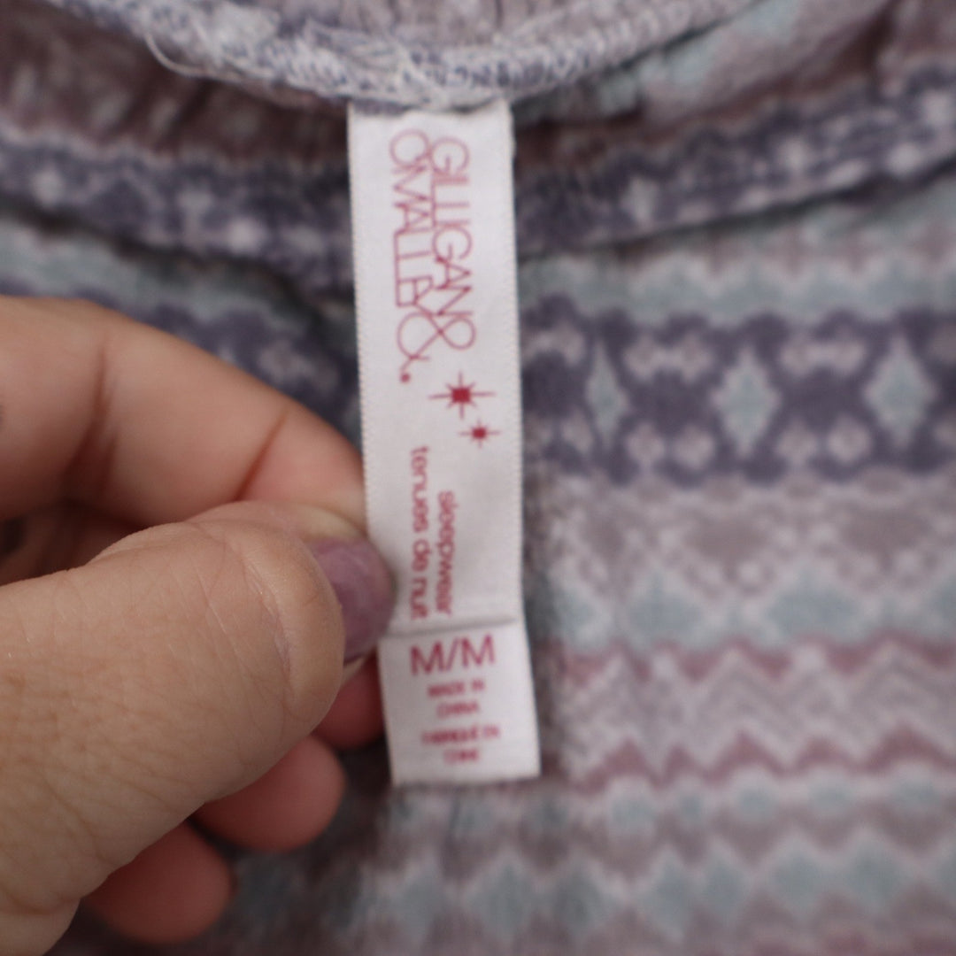 Gilligan & O'Malley Womens Purple Fair Isle Pajama Pants Size M Geometric Soft