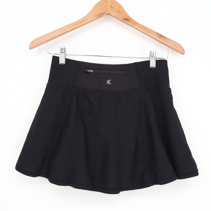 Kyodan Black Textured Honeycomb Athletic Skort Zipper Pocket XS BKA73