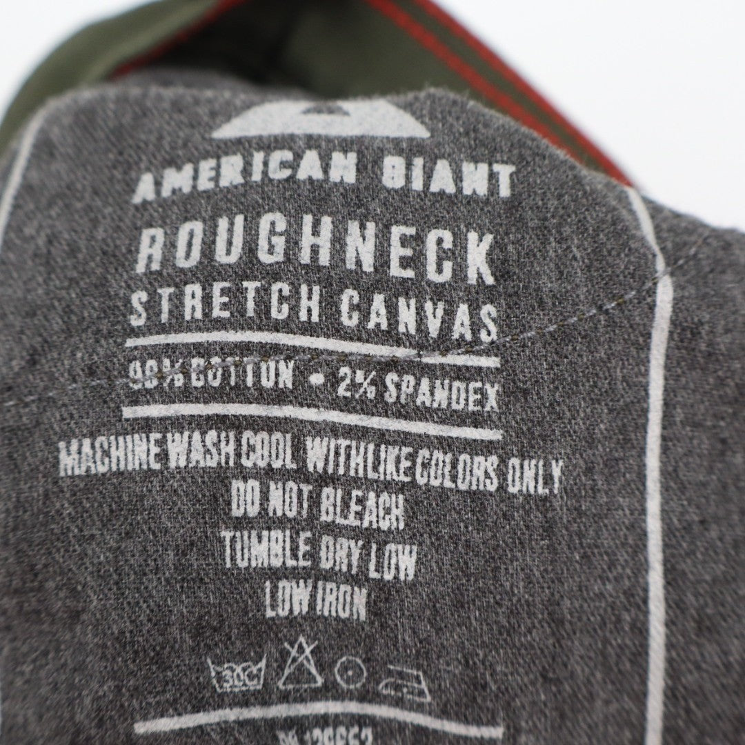 American Giant Roughneck Pants Mens 32x30 Green Cotton Stretch Canvas Workwear