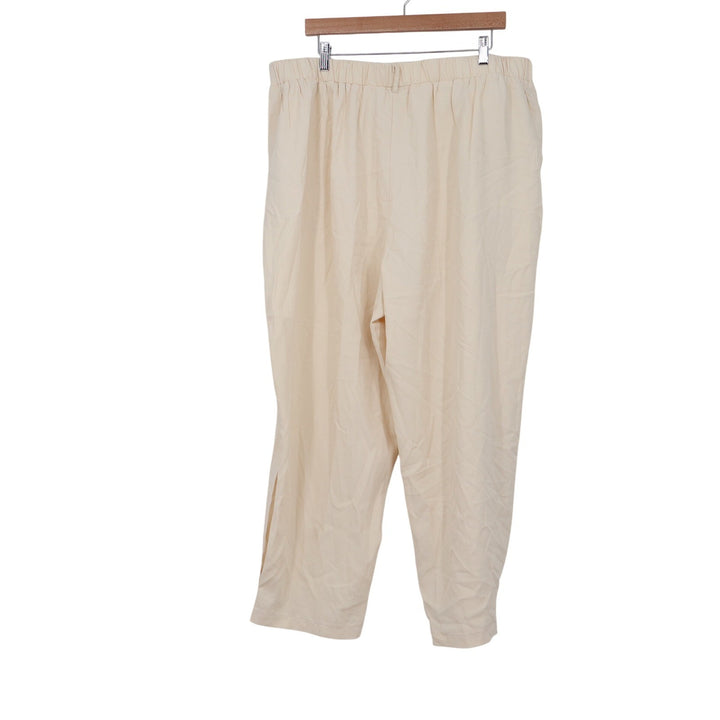 SHEIN Curve Beige Pleated High Waist Tapered Pants 2XL Relaxed Trousers