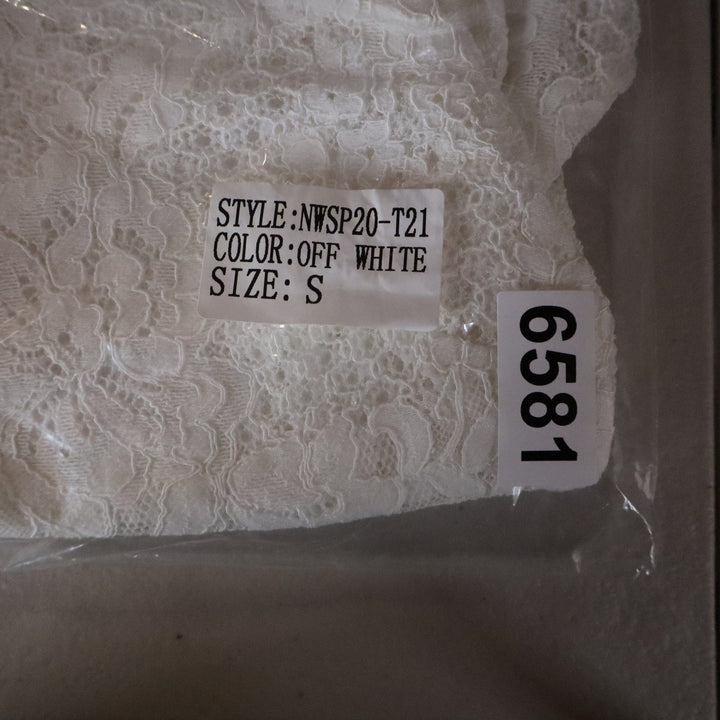 Naked Wardrobe Off White Lace Ruffle Streamer Crop Top Small