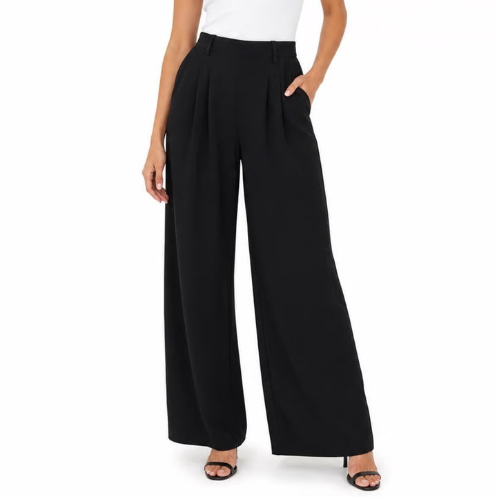 Halara Womens Black Wide Leg Pleated Trousers High Waist Tall Size L