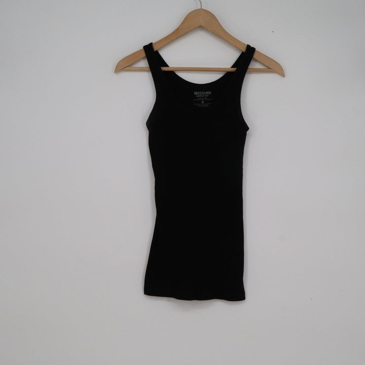 Mossimo Supply Co Womens Black Ribbed Tank Top Scoop Neck Stretch Small