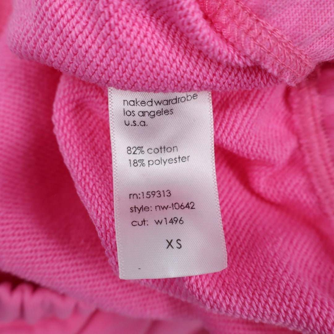 Naked Wardrobe Pink Cropped Hoodie Sweatshirt XS Bubblegum Cotton Blend