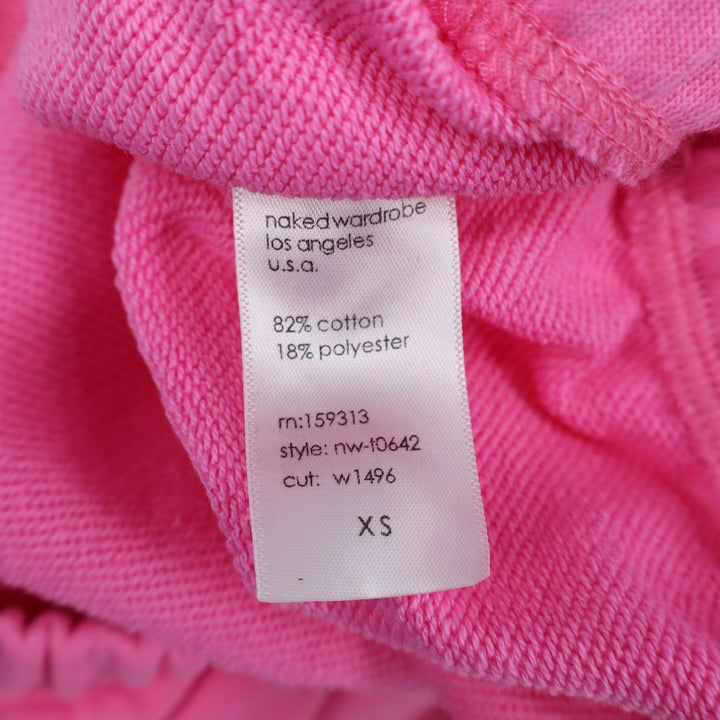 Naked Wardrobe Pink Cropped Hoodie Sweatshirt XS Bubblegum Cotton Blend