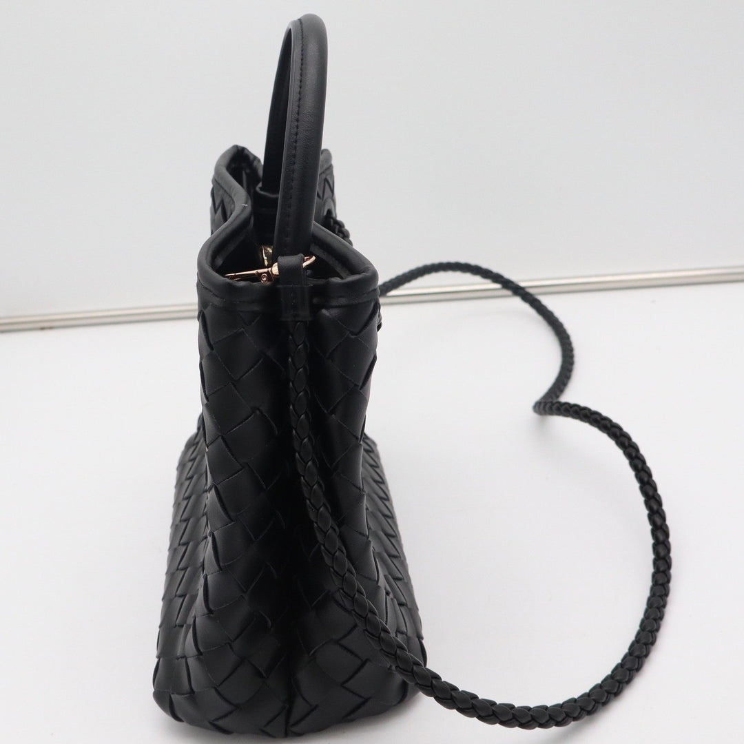 A New Day Black Woven Vegan Leather Crossbody Bag Gold Hardware Braided Strap