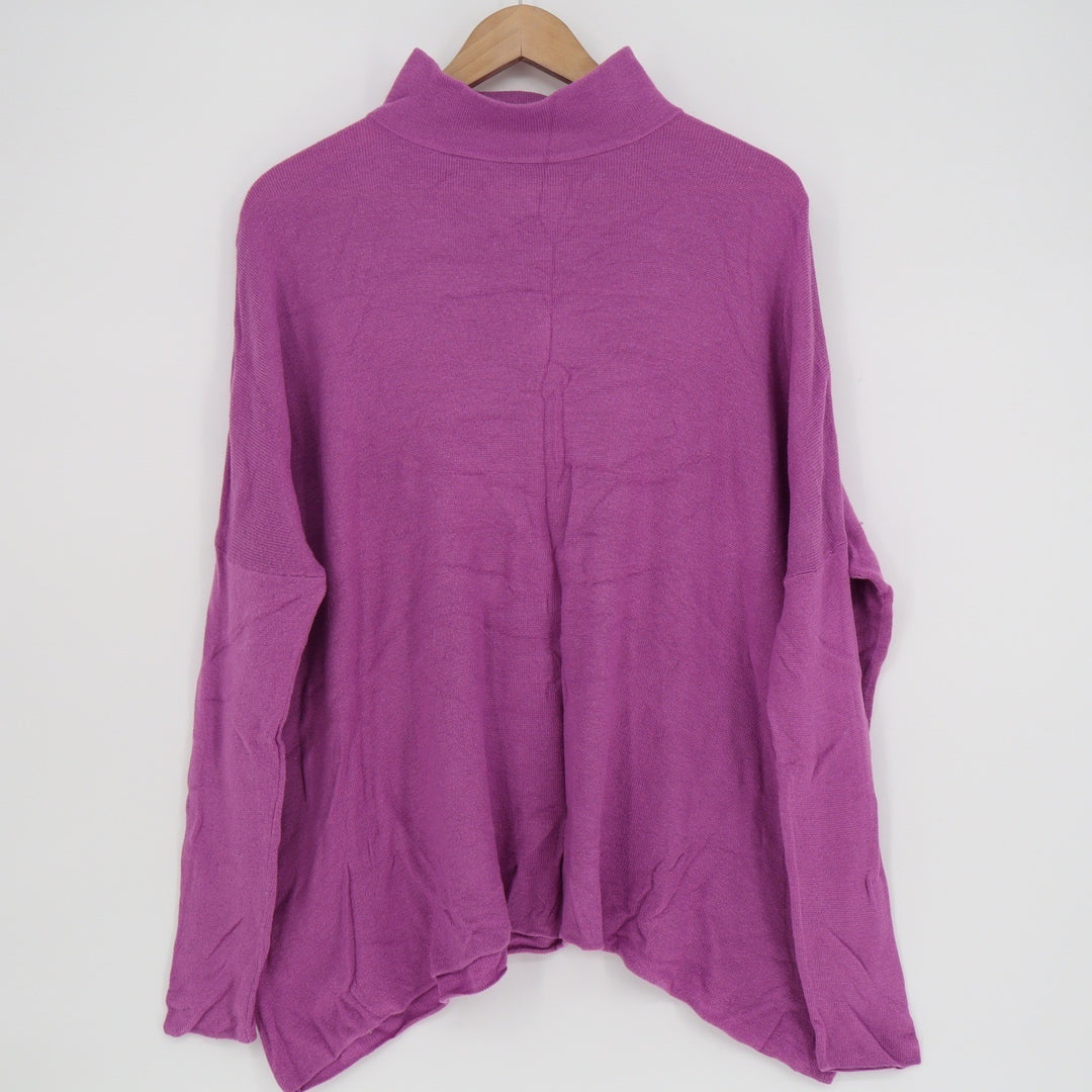 Lou & Grey Womens Purple Mock Neck Relaxed Knit Sweater Size M