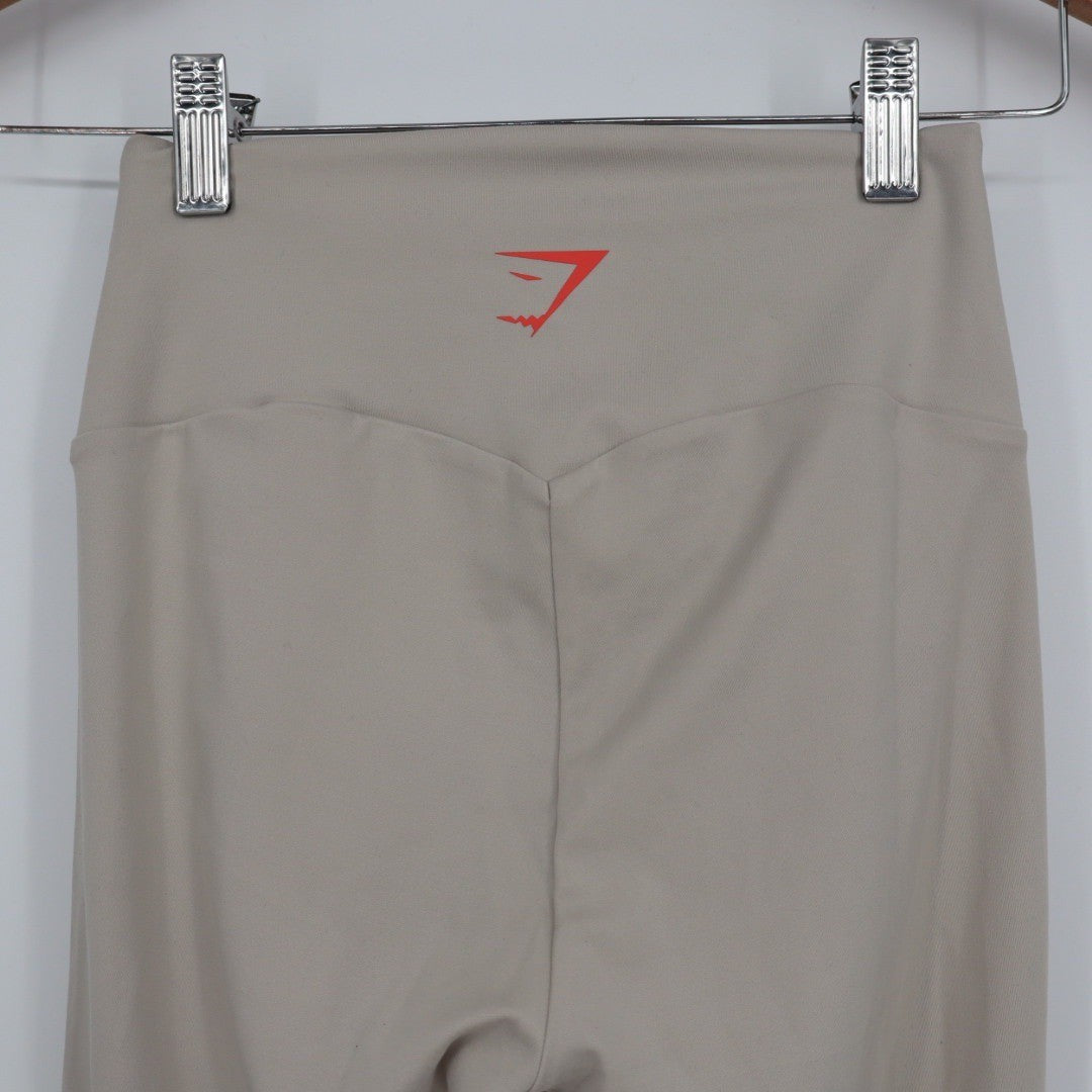 Gymshark Seamless Leggings Tan Coral Logo High Waisted Workout Athleisure