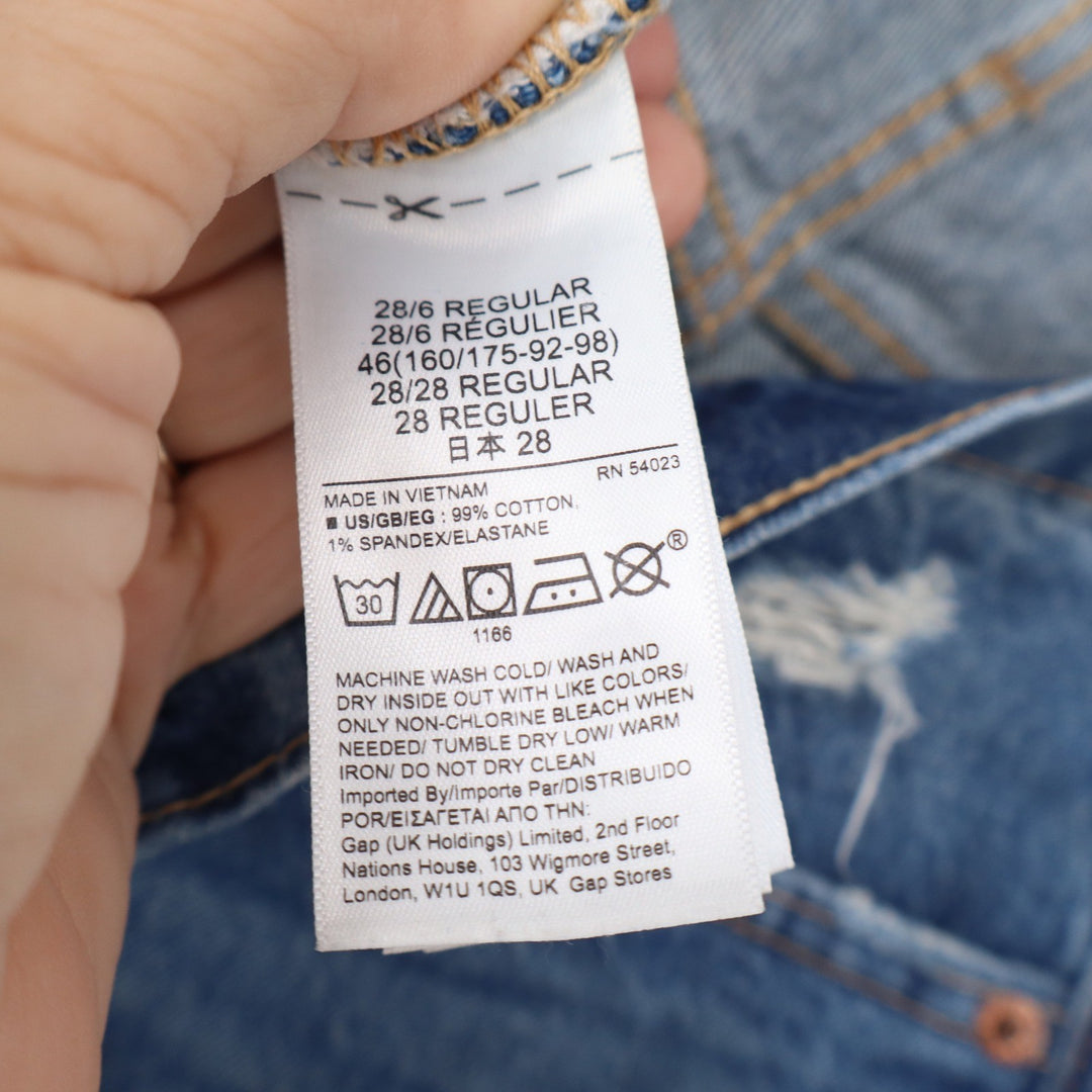 Gap Cheeky Straight High Rise Distressed Blue Denim Jeans Womens Size 28 6R