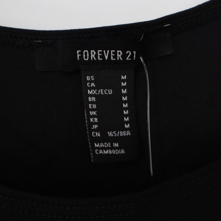 Forever 21 Womens Knit Bodysuit Black Scoop Neck Sleeveless Snap Closure Size M