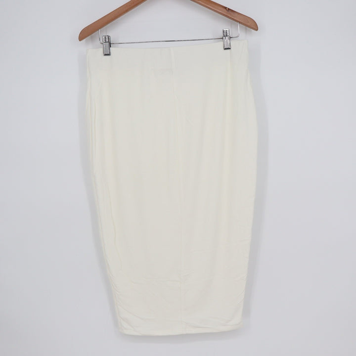 Naked Wardrobe Cream Midi Bodycon Skirt Plus Size 1X